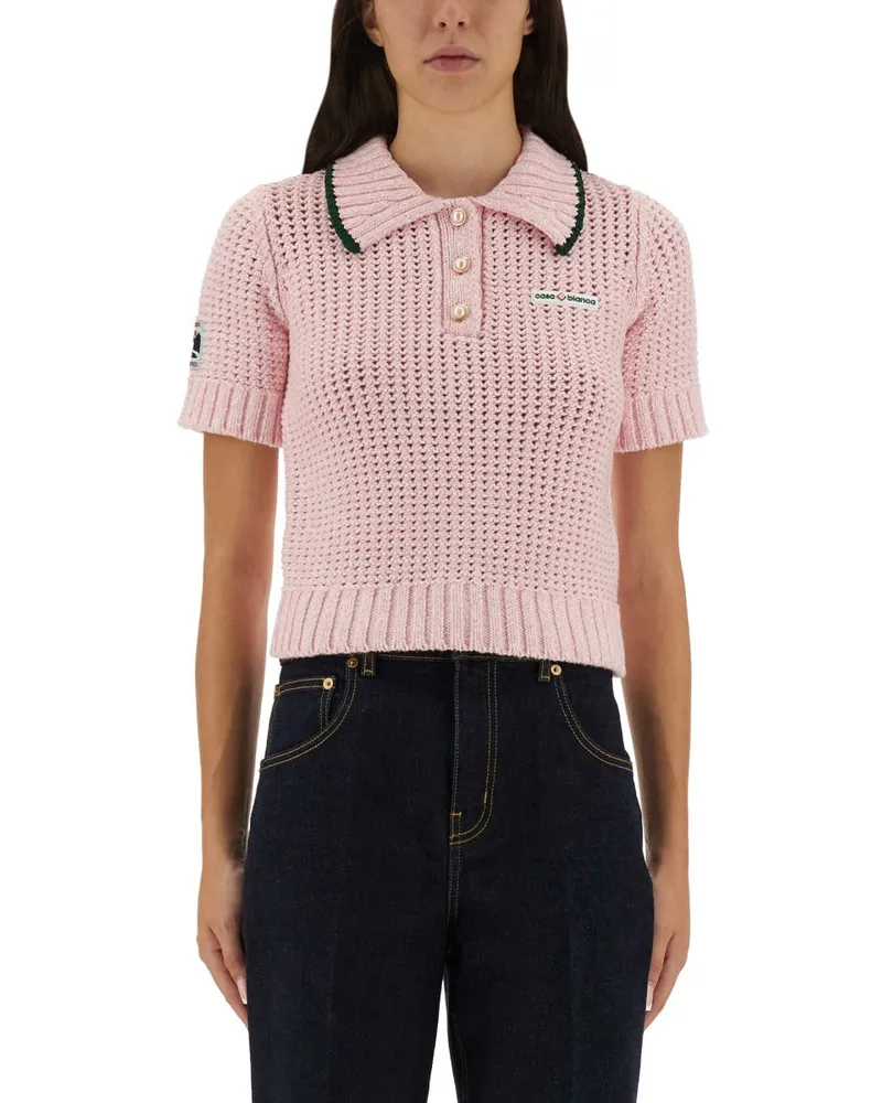 Casablanca Paris Cotton Mouliné Polo -Hemd Pink