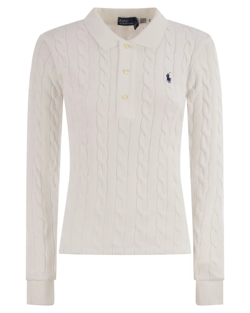 Ralph Lauren geflochtenes Baumwollpolohemd White