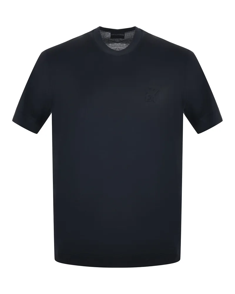 Emporio Armani Lyocell und Baumwoll -T -Shirt Blue