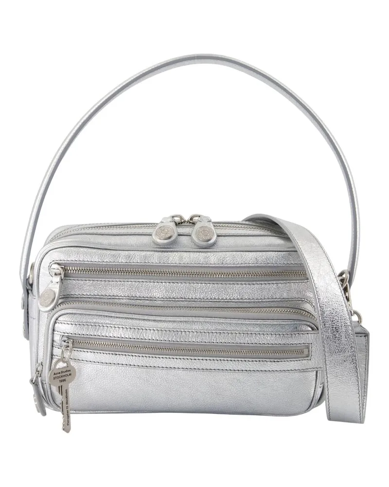 Acne Studios Camero Party Umhängetasche  Leder Silber Silber