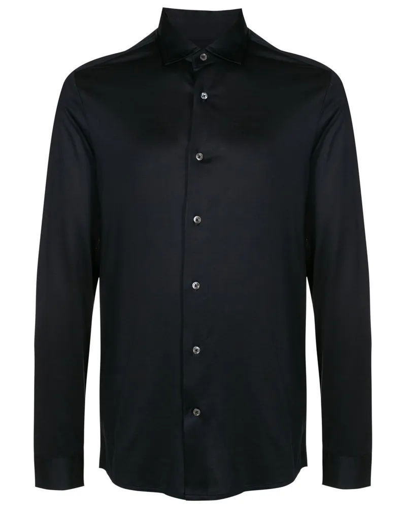 Emporio Armani Cotton Mischhemd Blue