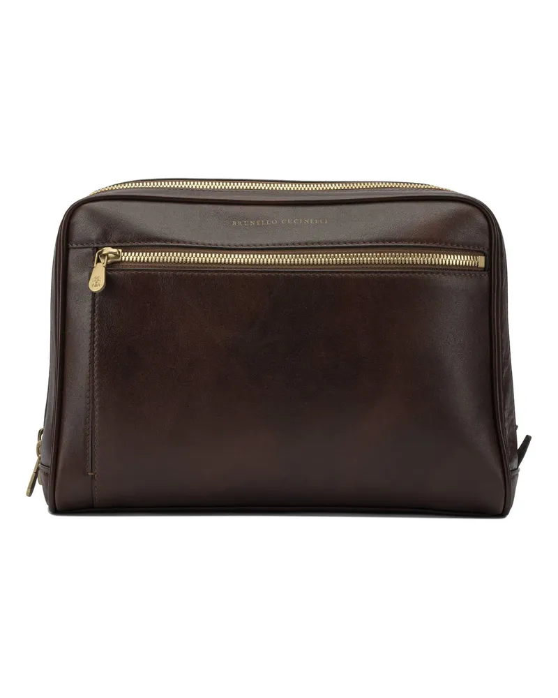 Brunello Cucinelli Kosmetiketui aus Leder Bordeaux