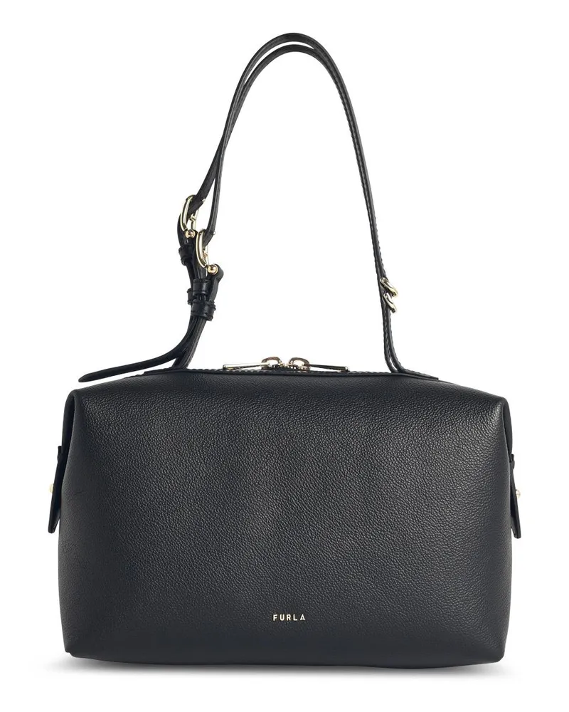 Furla Double“ schwarze Lear-Tasche Black