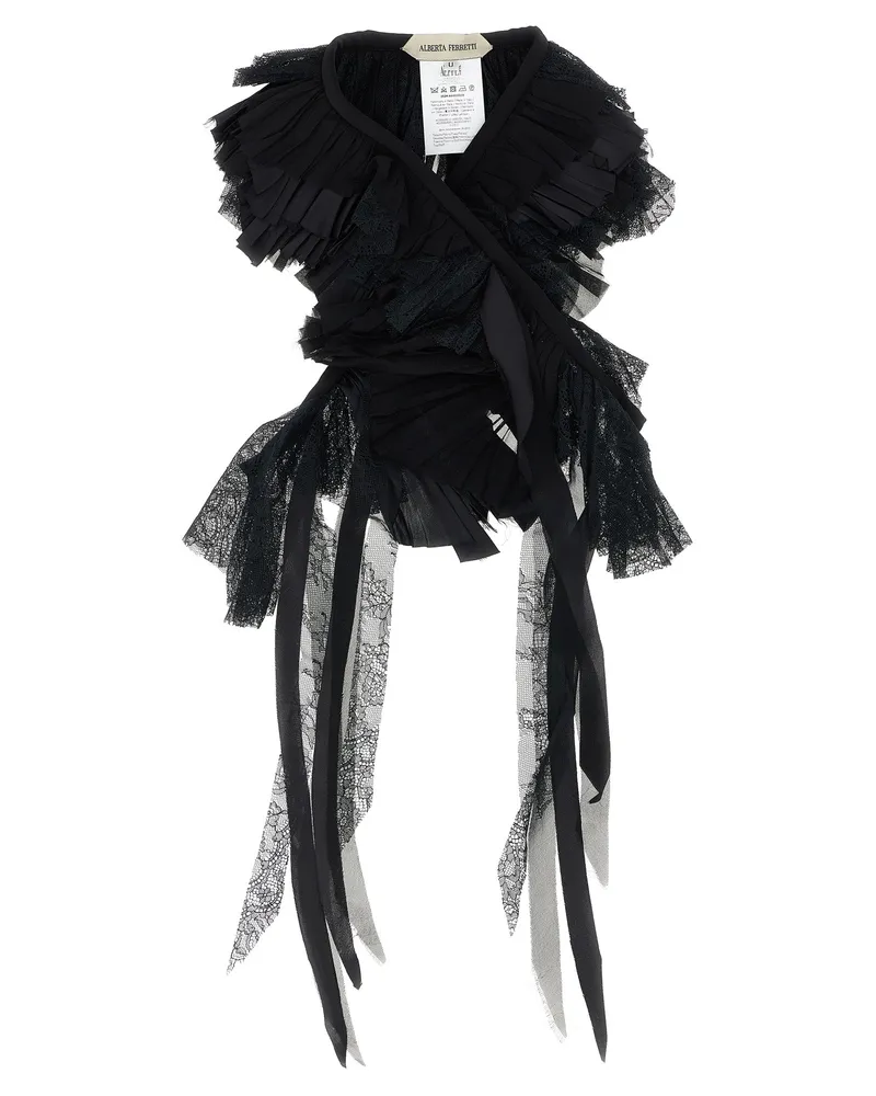 Alberta Ferretti Georgette Kragen Black