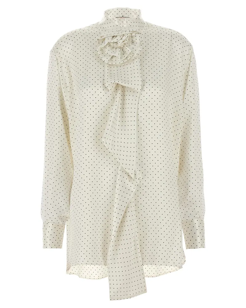 Ermanno Scervino Polka Dot Hemd Flower Brosche White
