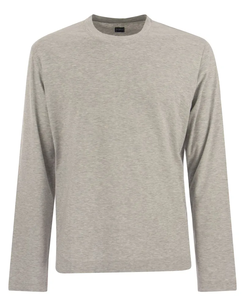 Fedeli Extreme Crew Neck T -Shirt mit langen Ärmeln Grau