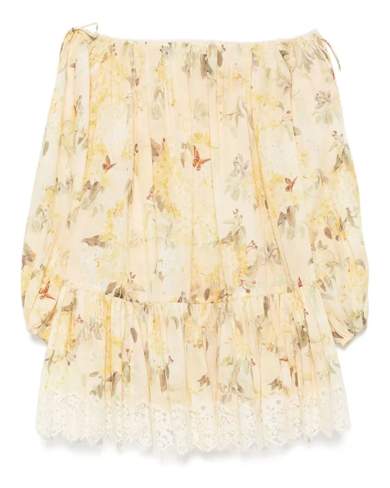 Zimmermann Cascadian Cotton Mini Kleid Yellow