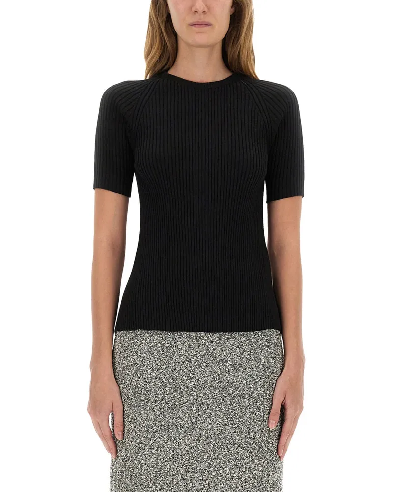 Tory Burch e gerippte Baumwollpullover Black