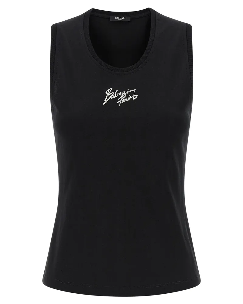 Balmain Oberteil mit „Balmain Paris“-Aufdruck Black