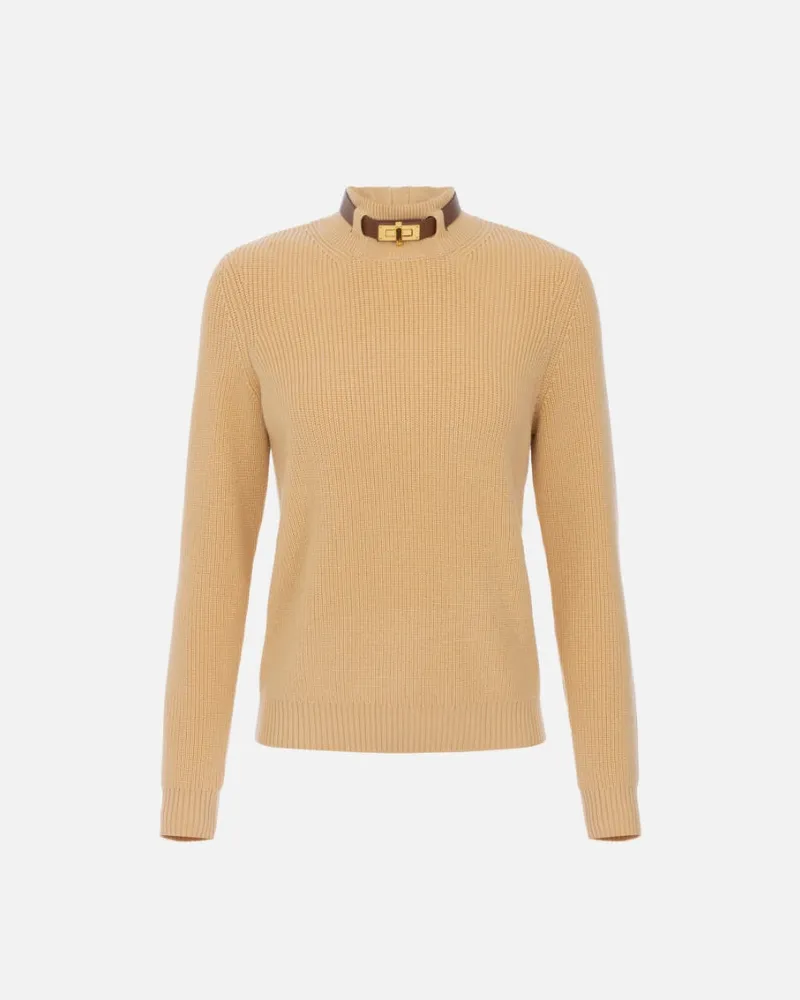 Elisabetta Franchi Trikot mit Juwelenriemen Miele
