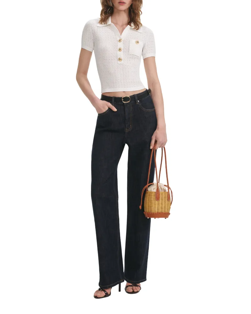 Self-Portrait Self Portrait White Openwork Strick -Top White