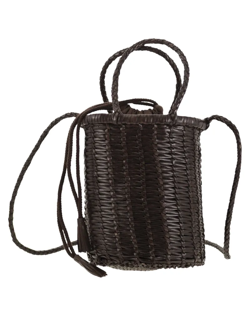 Dragon Lina Mini Woven Leather Bag Dark