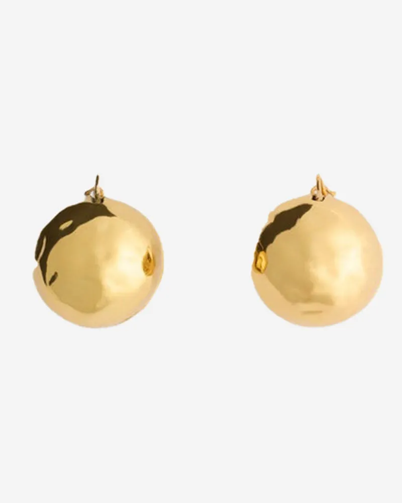 Patou goldplattierte Messing -Kugelohrringe Golden
