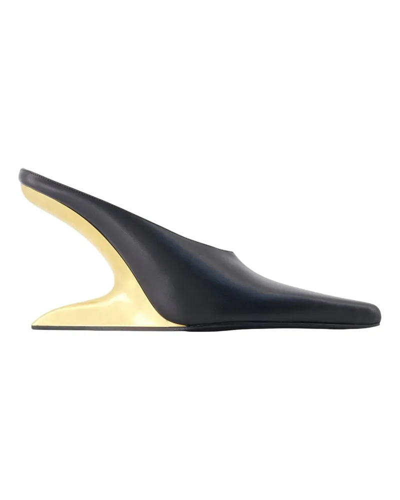 Alexander Wang Boomerang 105mm Wedge Slides  Leder Schwarz Black