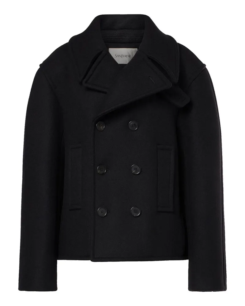 Saint Laurent übergroße Virgin Wollwolzehaus Black