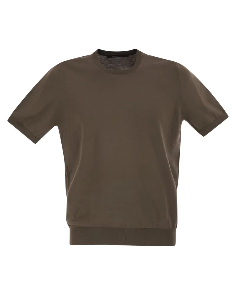 Tagliatore Basic kurzärmeligte Baumwoll -T -Shirt Brown