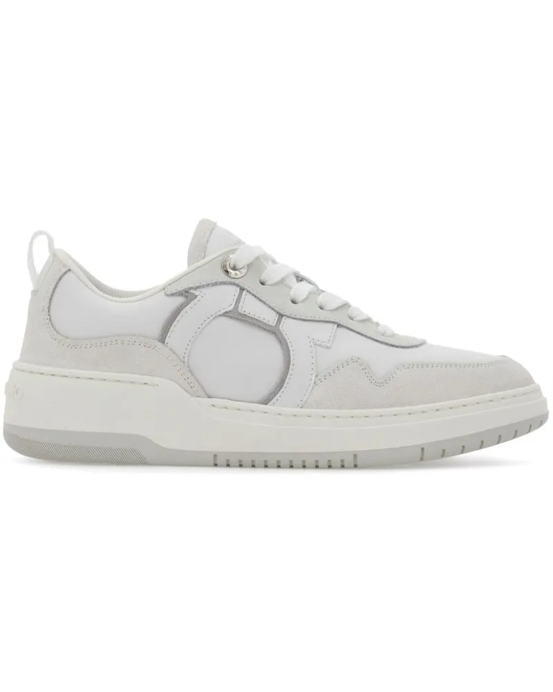 Ferragamo Gancini Leder -Turnschuhe White