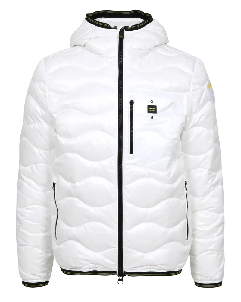 Blauer Mäntel Weiß White