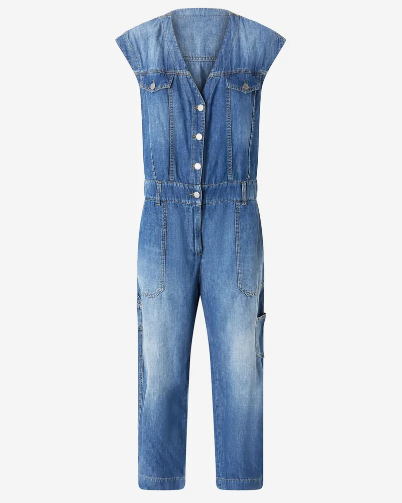 Pinko Baumwoll- und Leinen -Jumpsuit Denim