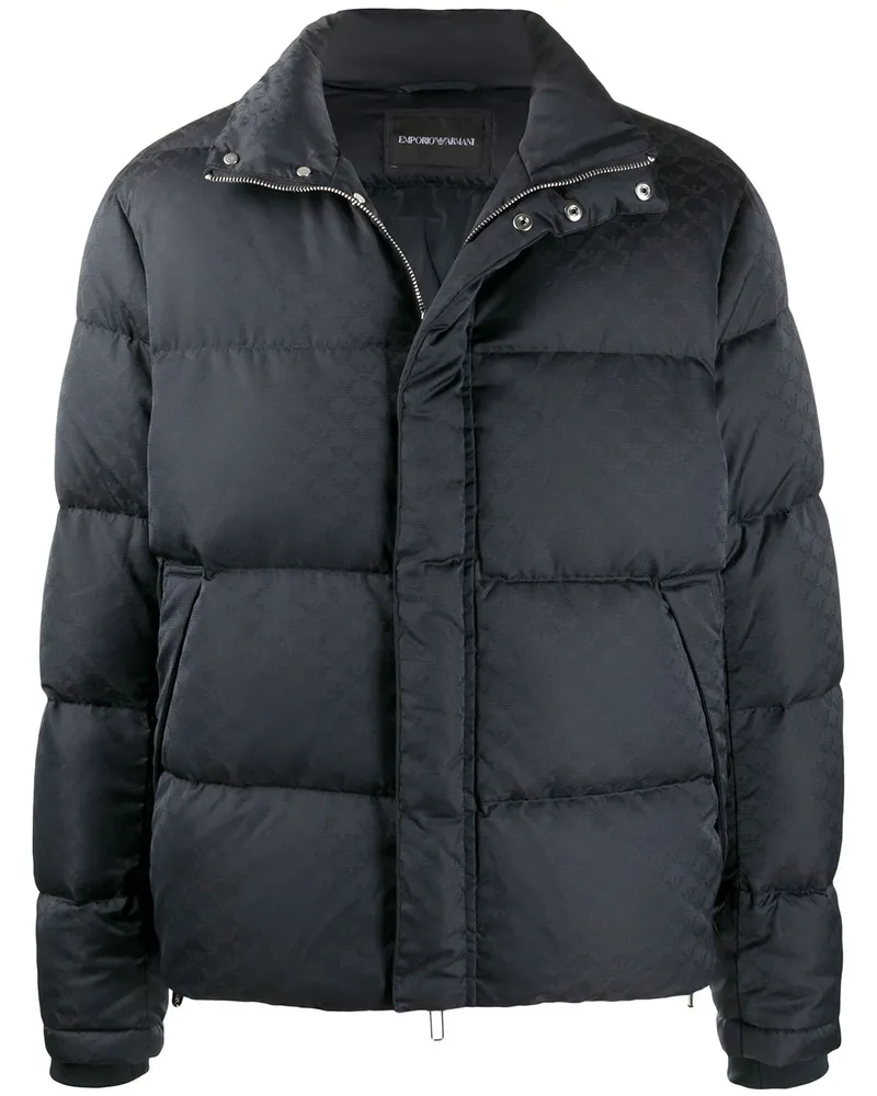 Emporio Armani Nylon Short Down Jacke Blue