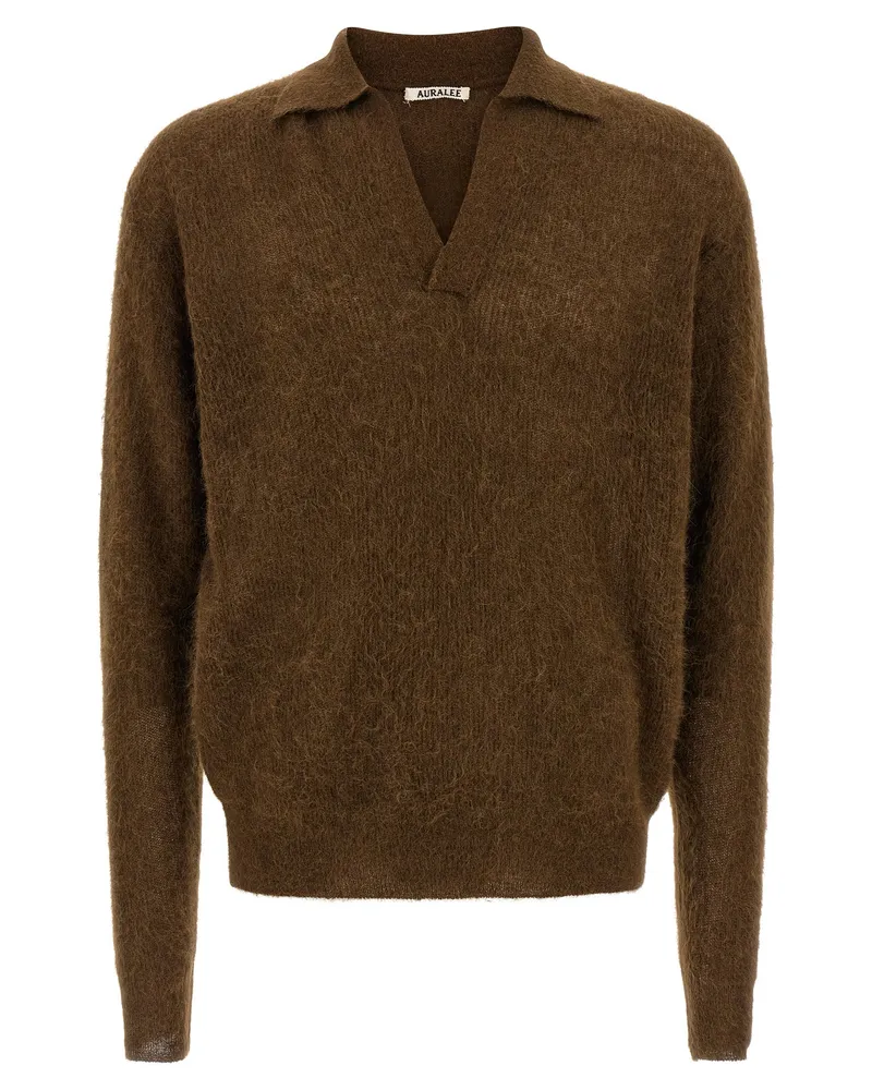 AURALEE Tam-Garn-Poloshirt Brown