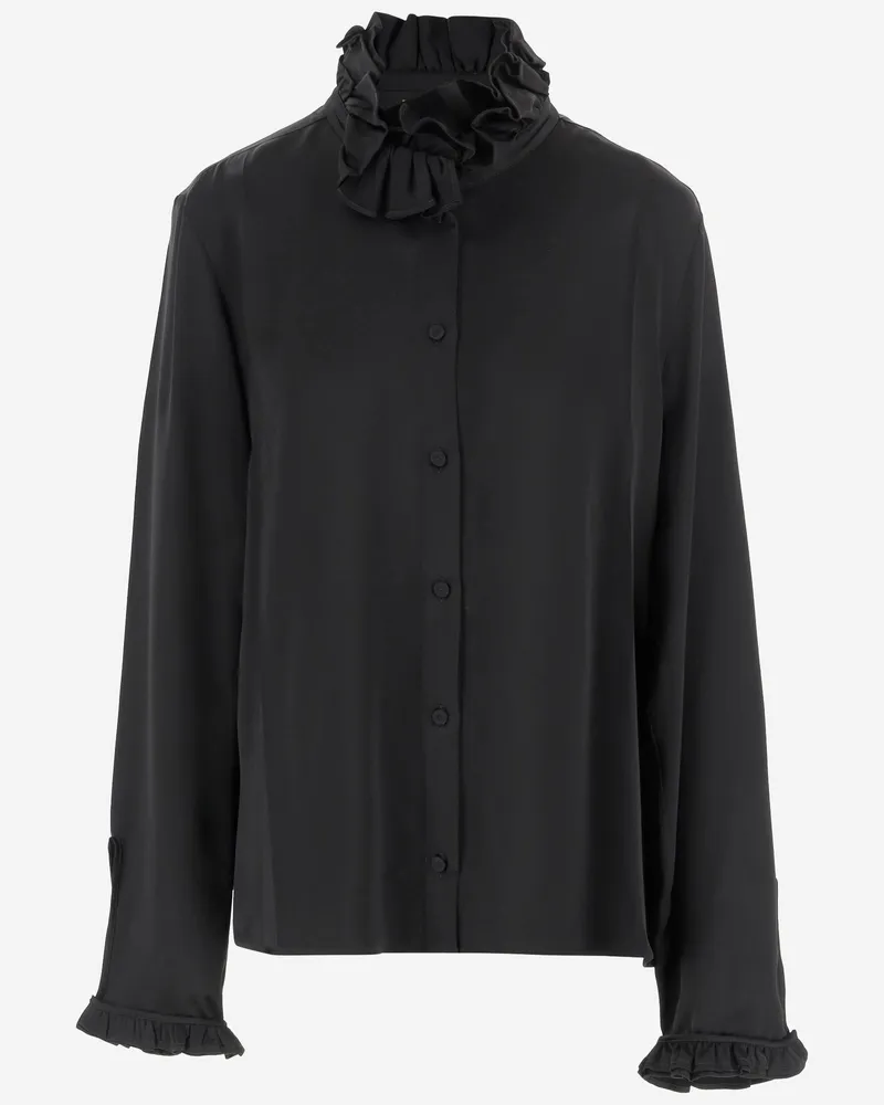 Jil Sander Viskose Rüschenhemd Black