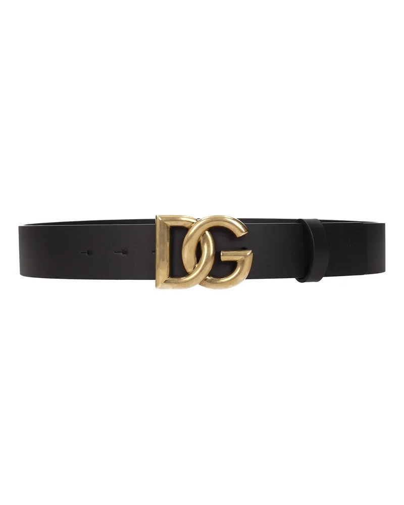 Dolce & Gabbana Männer 's Ledergürtel Schwarz/Gold -