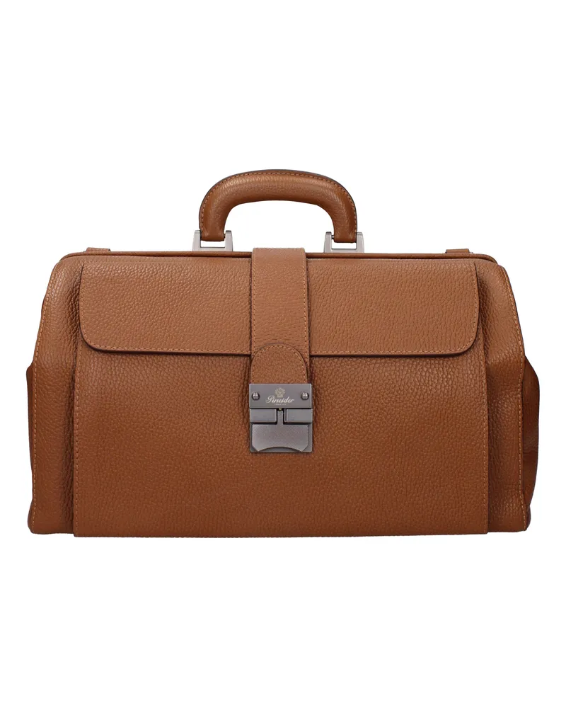 Pineider Arbeitstaschen Doctor's Tasche Herrens Leder Braun/Ziegelstein -