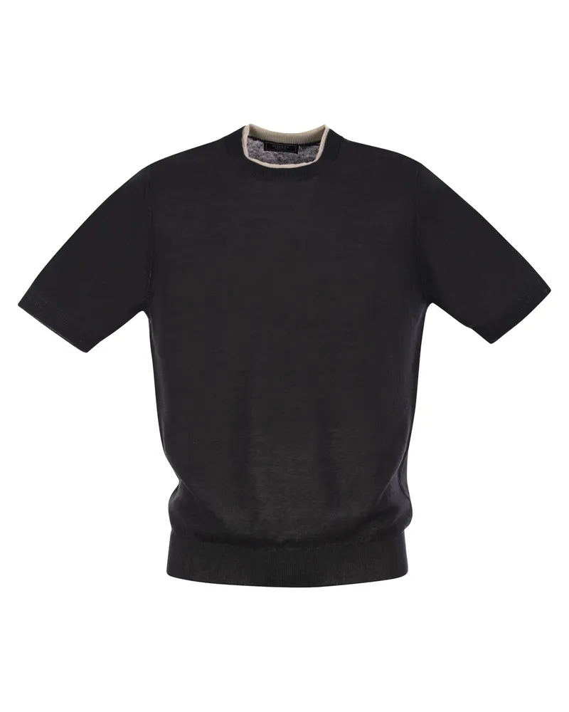 Peserico T -Shirt in Leinen- und Baumwollgarn Night
