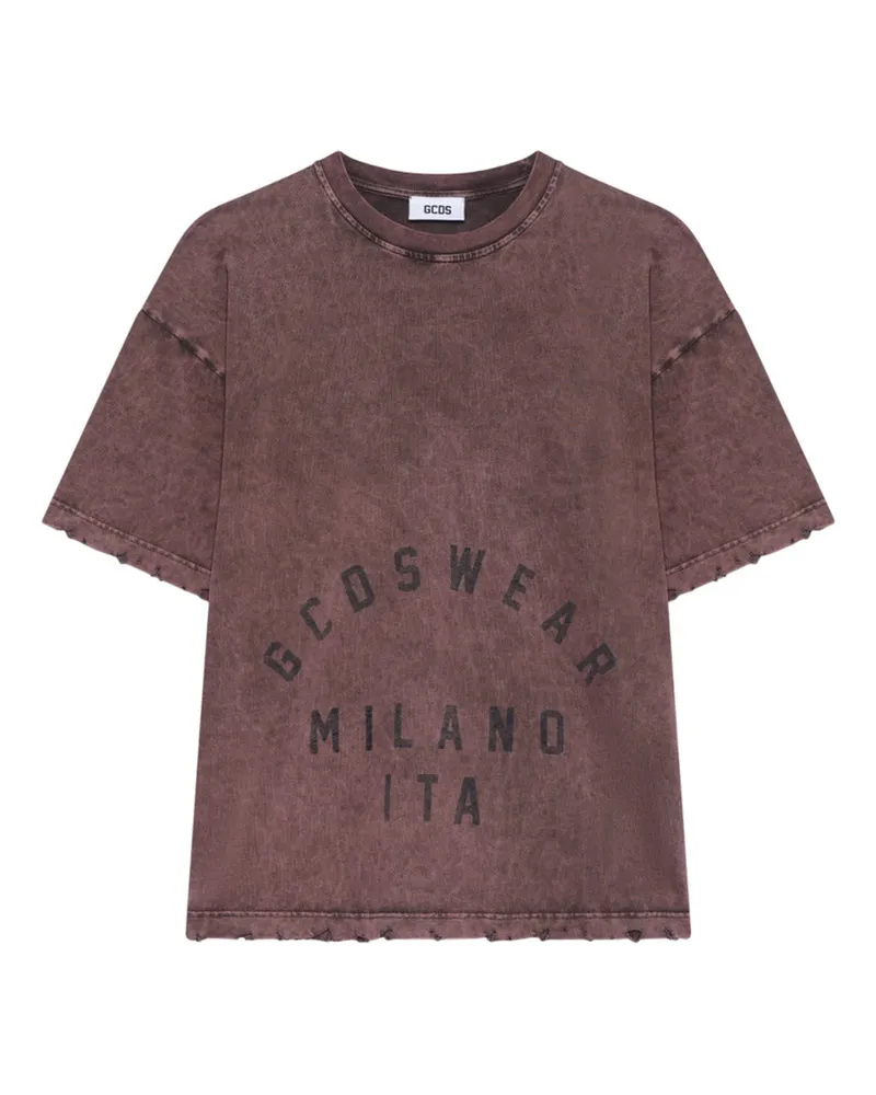GCDS verblasste Effekt T -Shirt Bordeaux