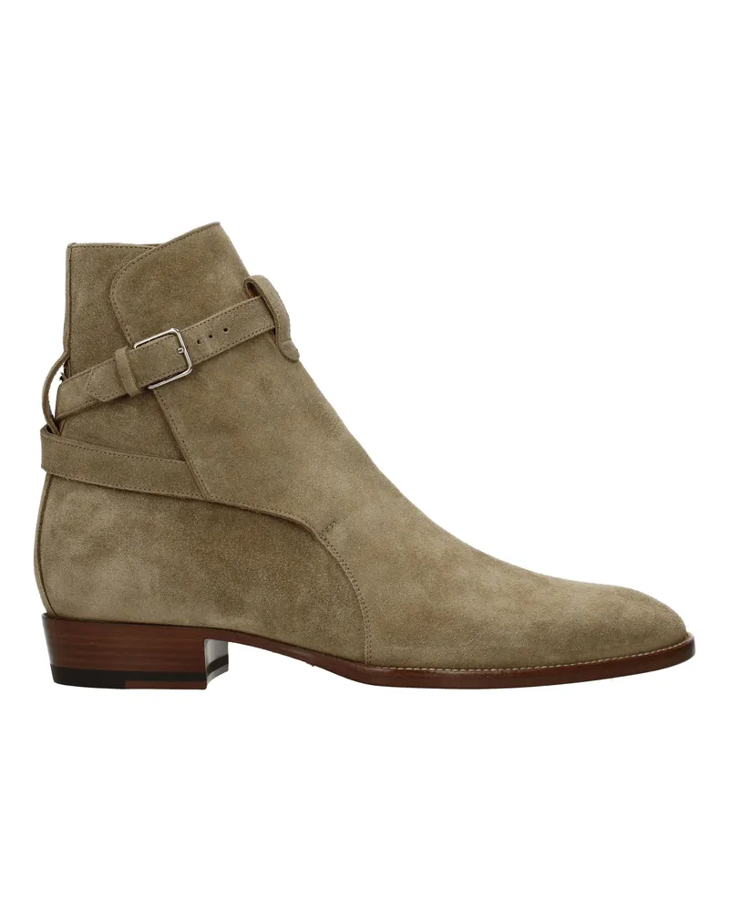 Saint Laurent Herrens Wildlederstiefel Beige/Zigarre -