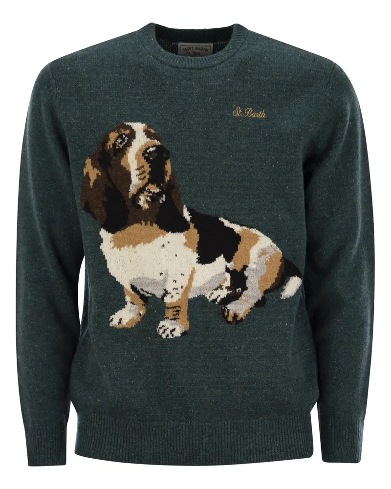MC2 Saint Barth Dachtshund -Jumper in Wollmischung Green