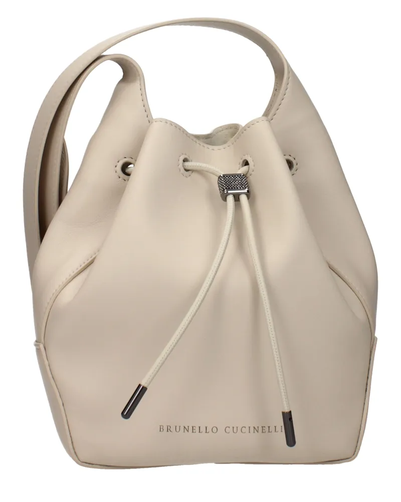 Brunello Cucinelli Damens Umhängetaschen Beige Leder -