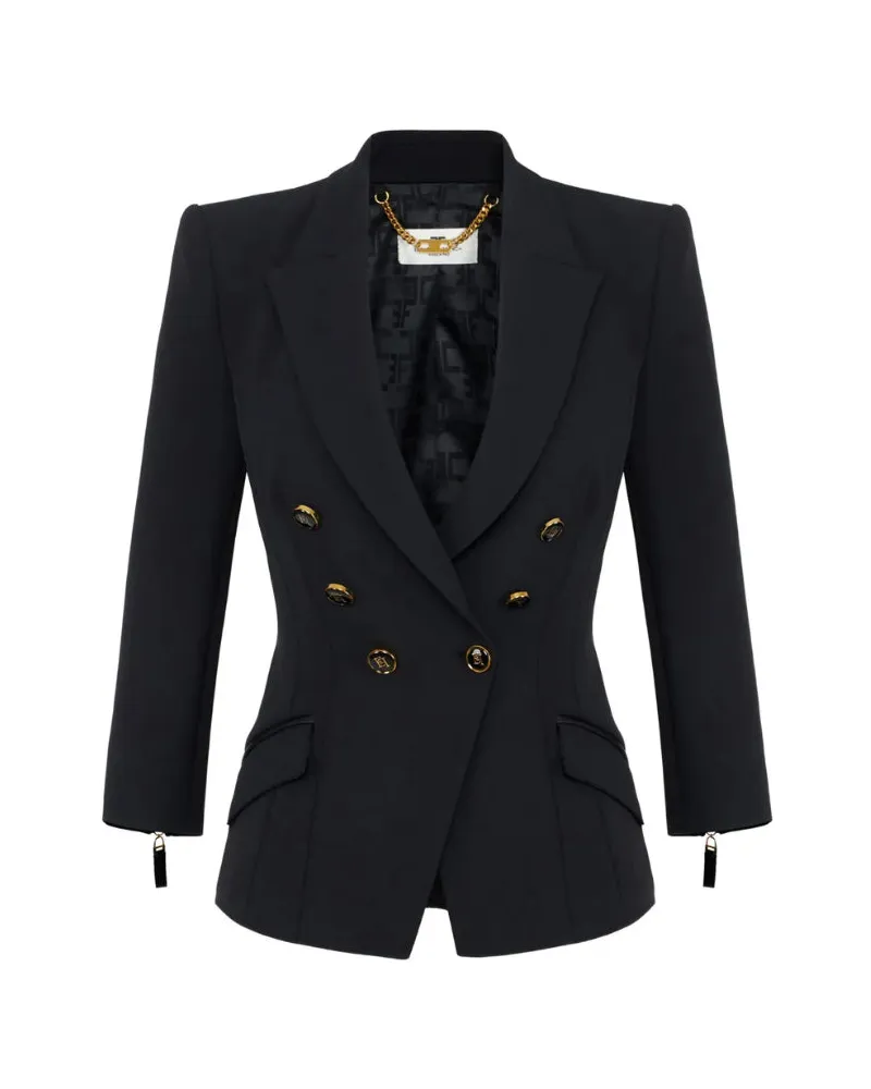 Elisabetta Franchi Double Crepe Jacke Black