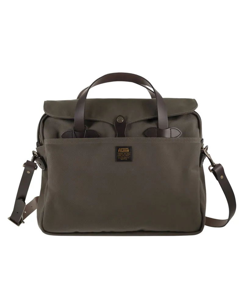 Filson Original Aktentasche aus Stoff und Leder Olive