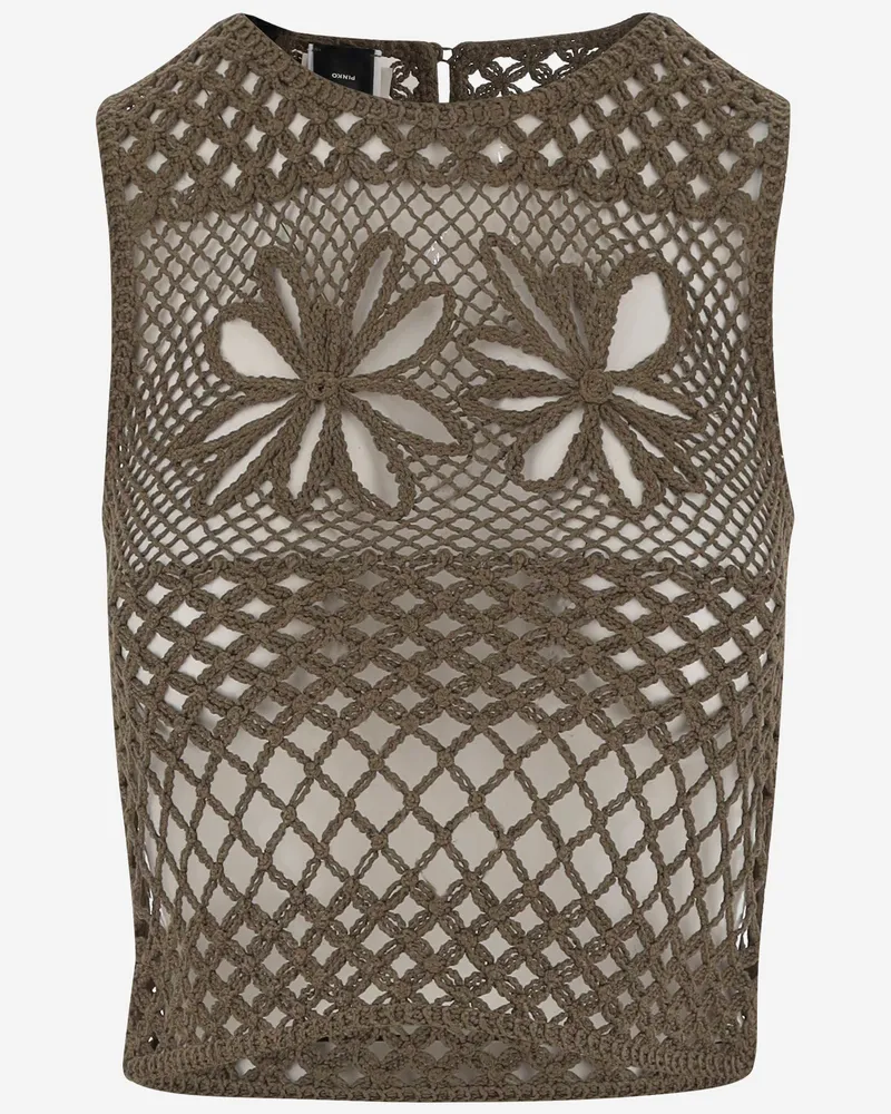 Pinko häket strickte ärmellose obere Brown