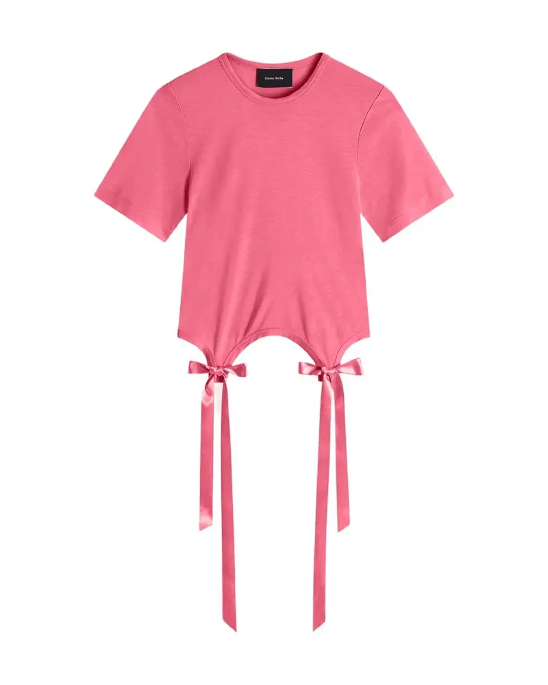 Simone Rocha Bogenschwänze T -Shirt  Baumwolle hellrosa Pink