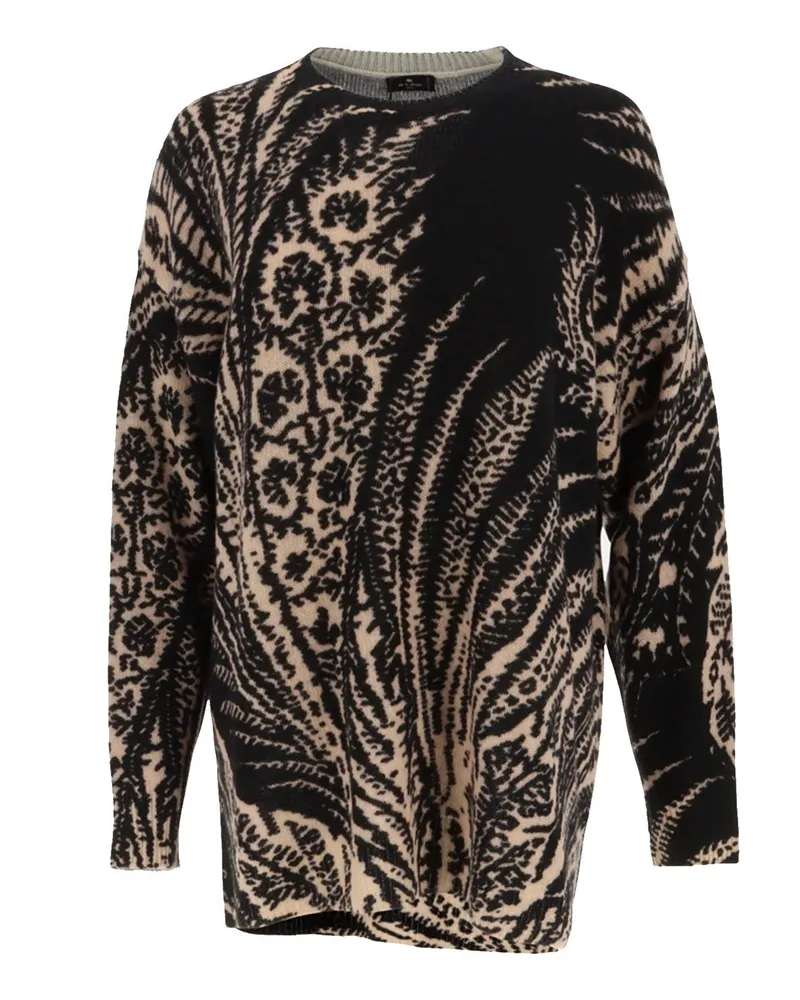 Etro Wool Printed Sweater Schwarz