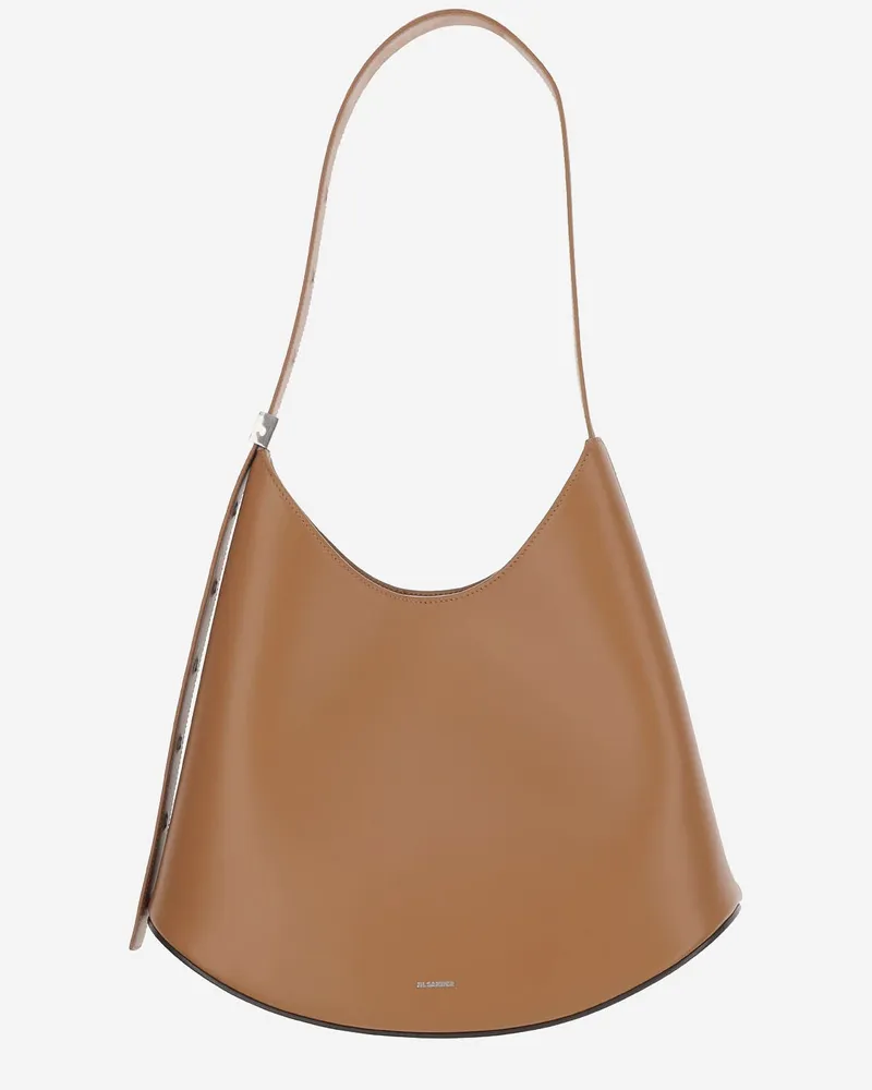 Jil Sander Eldorado mittelgroße Leder -Umhängetasche Brown