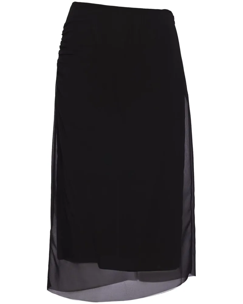 Prada Georgette Midi Rock Black
