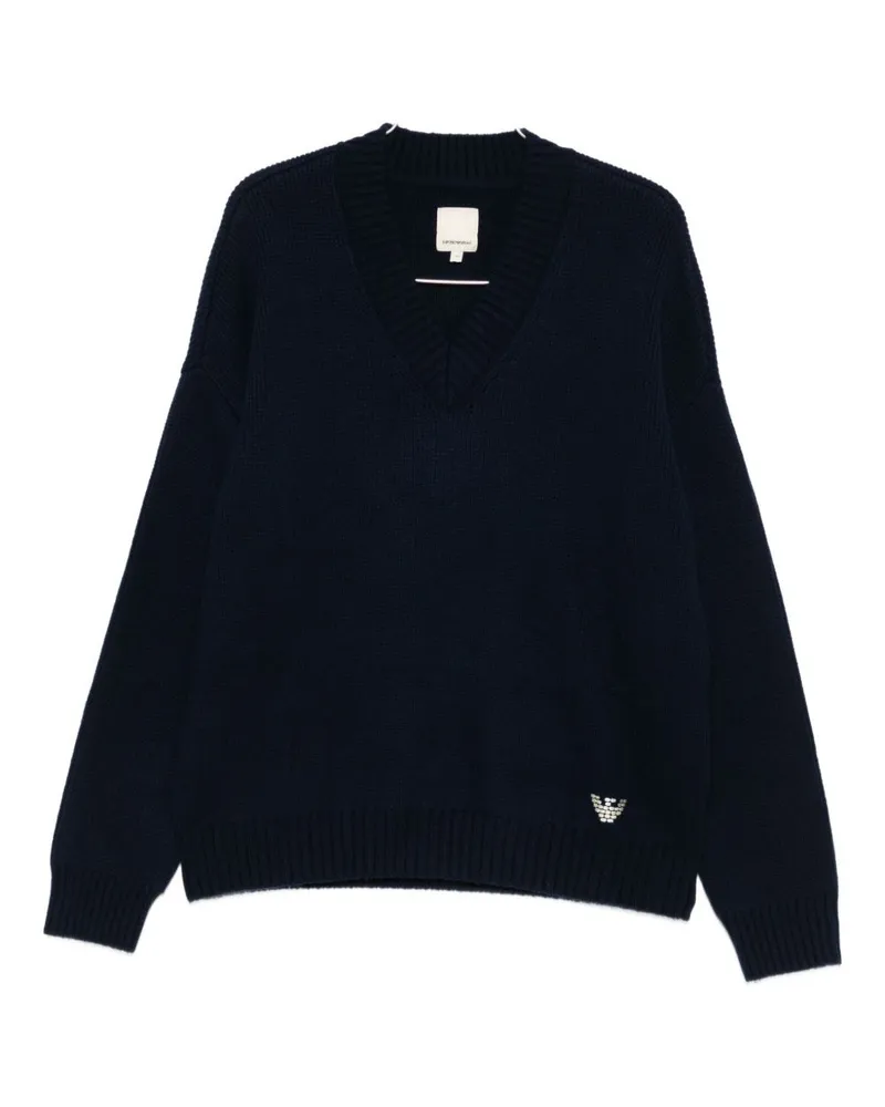 Emporio Armani Wool gegen Nackenpullover Blue