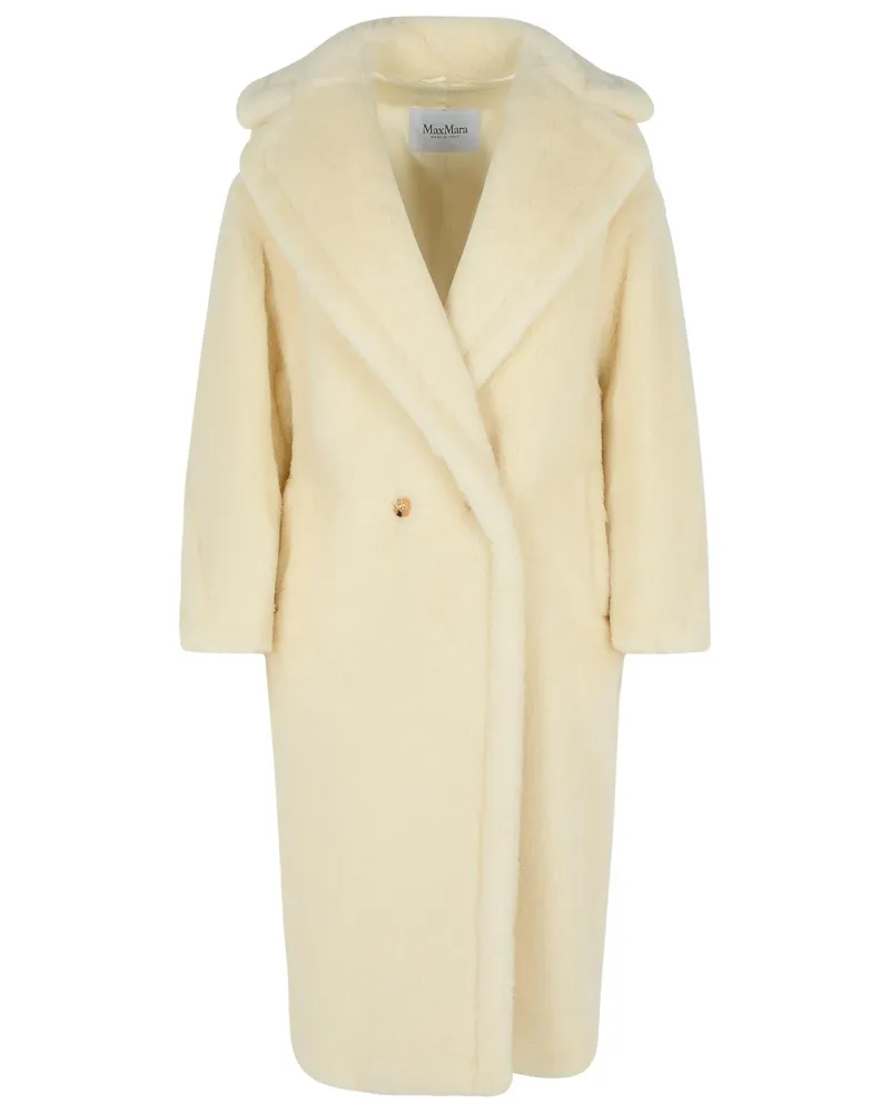Max Mara White Alpaka und Jungfrau Wollmantel White