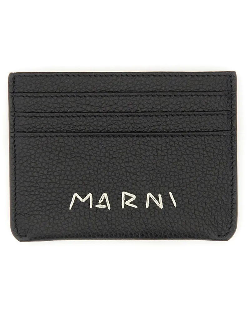 Marni Portacarte Con Rammendo Logo Black