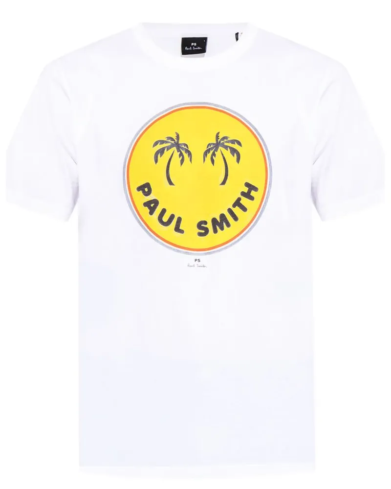 Paul Smith Palm Trees Baumwoll -T -Shirt White
