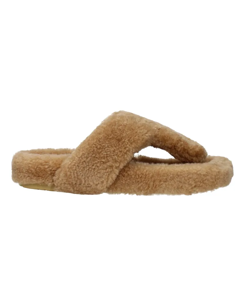 Loewe Damens Beige Fellpantoffeln und Clogs -