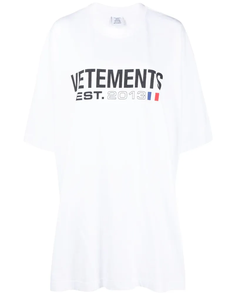 VETEMENTS Logo Baumwoll -T -Shirt White
