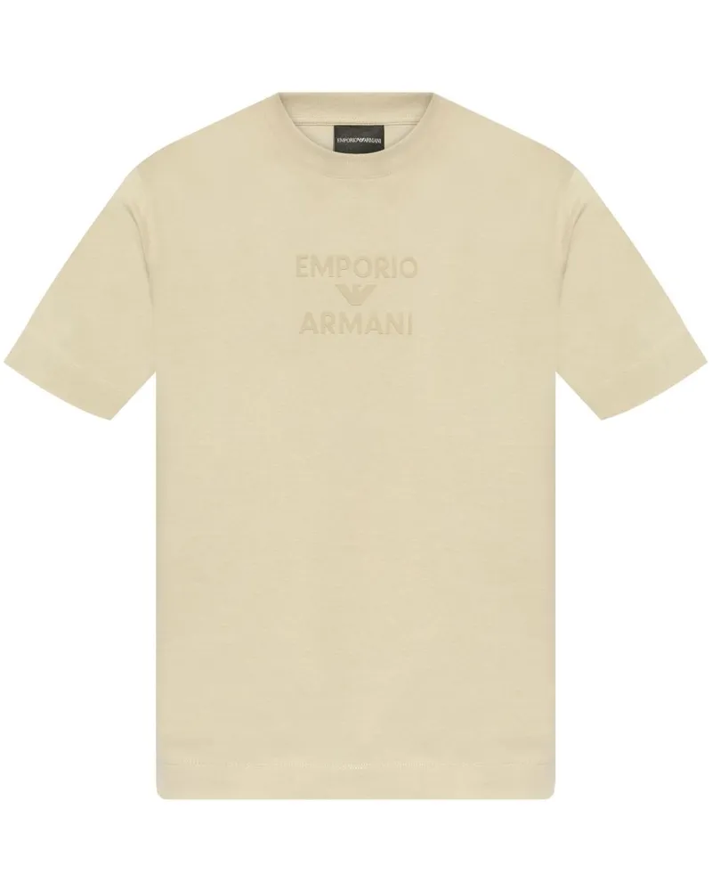 Emporio Armani Logo Baumwoll -T -Shirt Beige