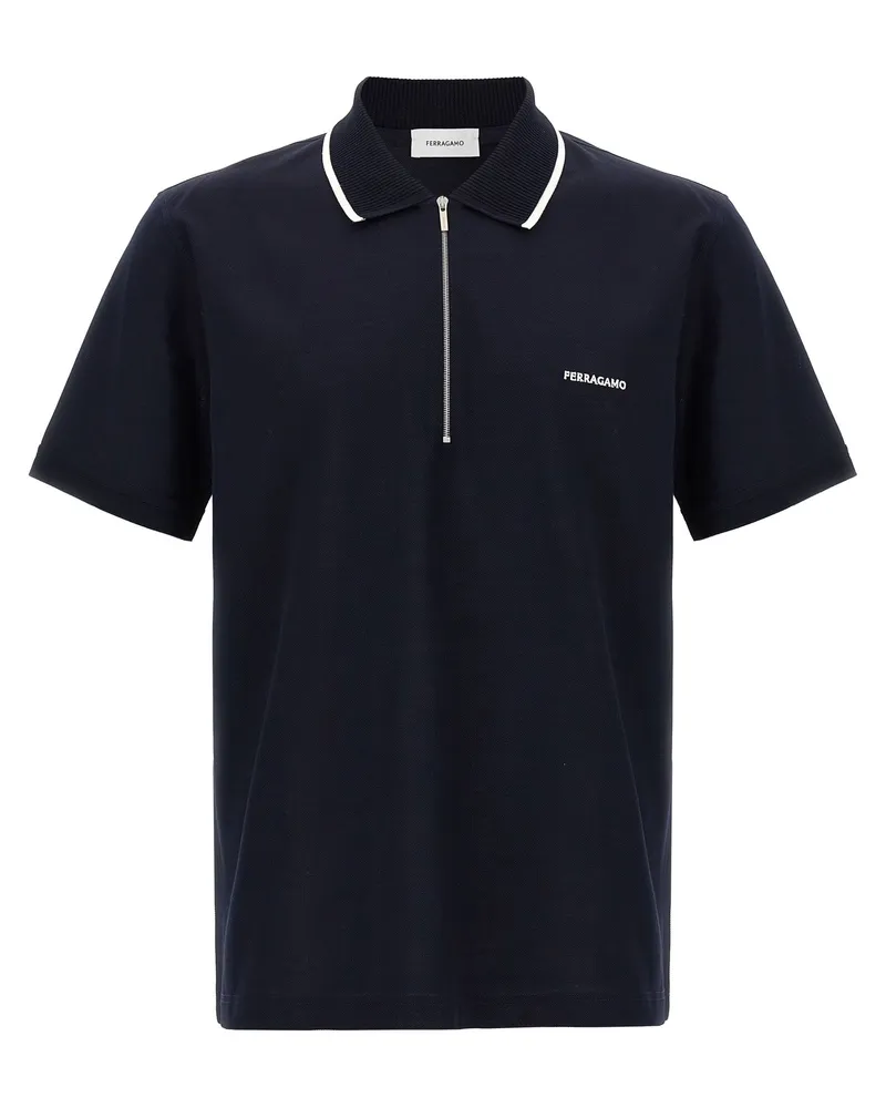 Ferragamo Logo Stickpoloshemd Blue