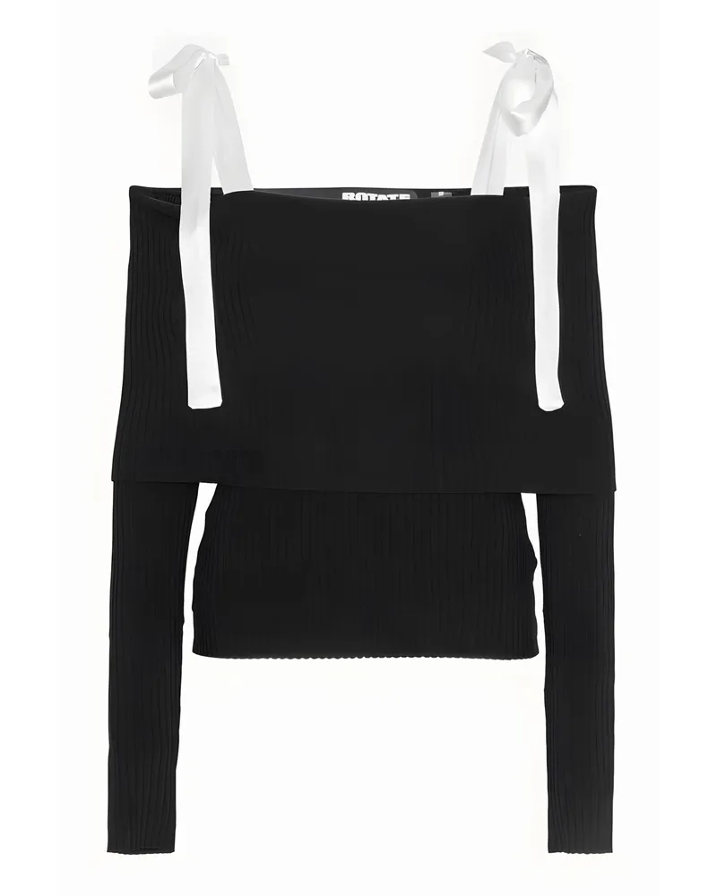 ROTATE Birger Christensen Dreh Maglia Nera Con Fiocchi im Gegensatz dazu Black