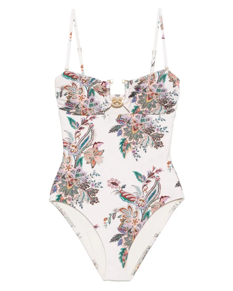 Zimmermann Rhiannon gedruckter Badeanzug Beige